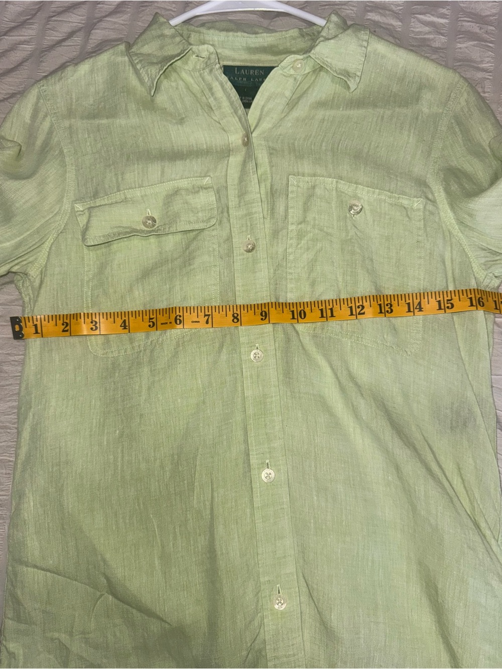 Lauren Ralph Lauren 100% Linen Button Shirt Small Mint Green - Picture 4 of 5